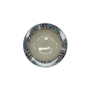 Vintage Meiwa Blue & White Snowman Serenade Serving Bowl 1997